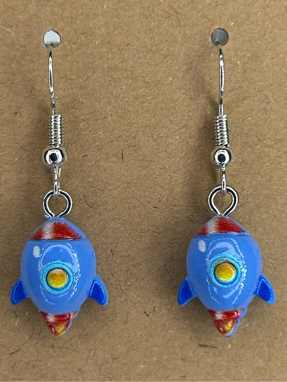 Blue Rocket Drop Earrings Space Fashion Jewelry